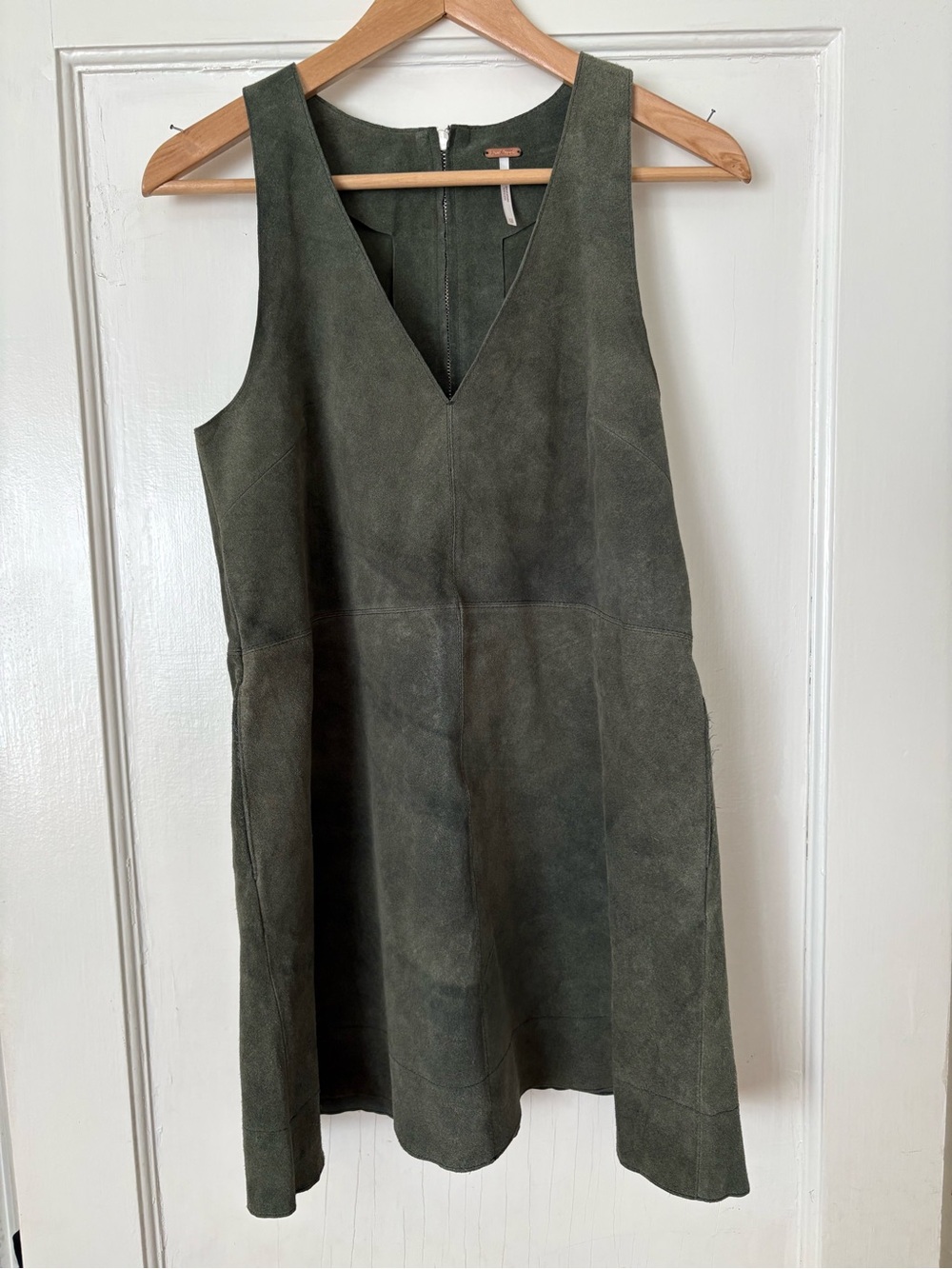 Free People Suede Mini Dress Moss Green